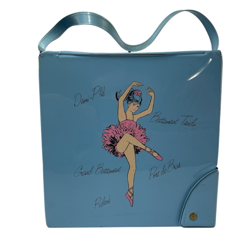 Vintage 1950’s Vinyl Blue Ballerina Ballet Shoe Carrying Box 10x10